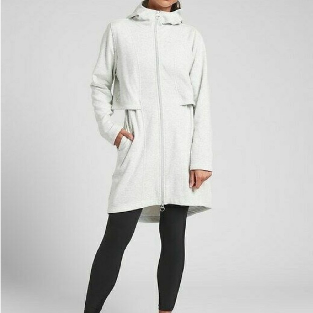 Athleta Light Gray Hooded Zip-Up Jacket SZ L